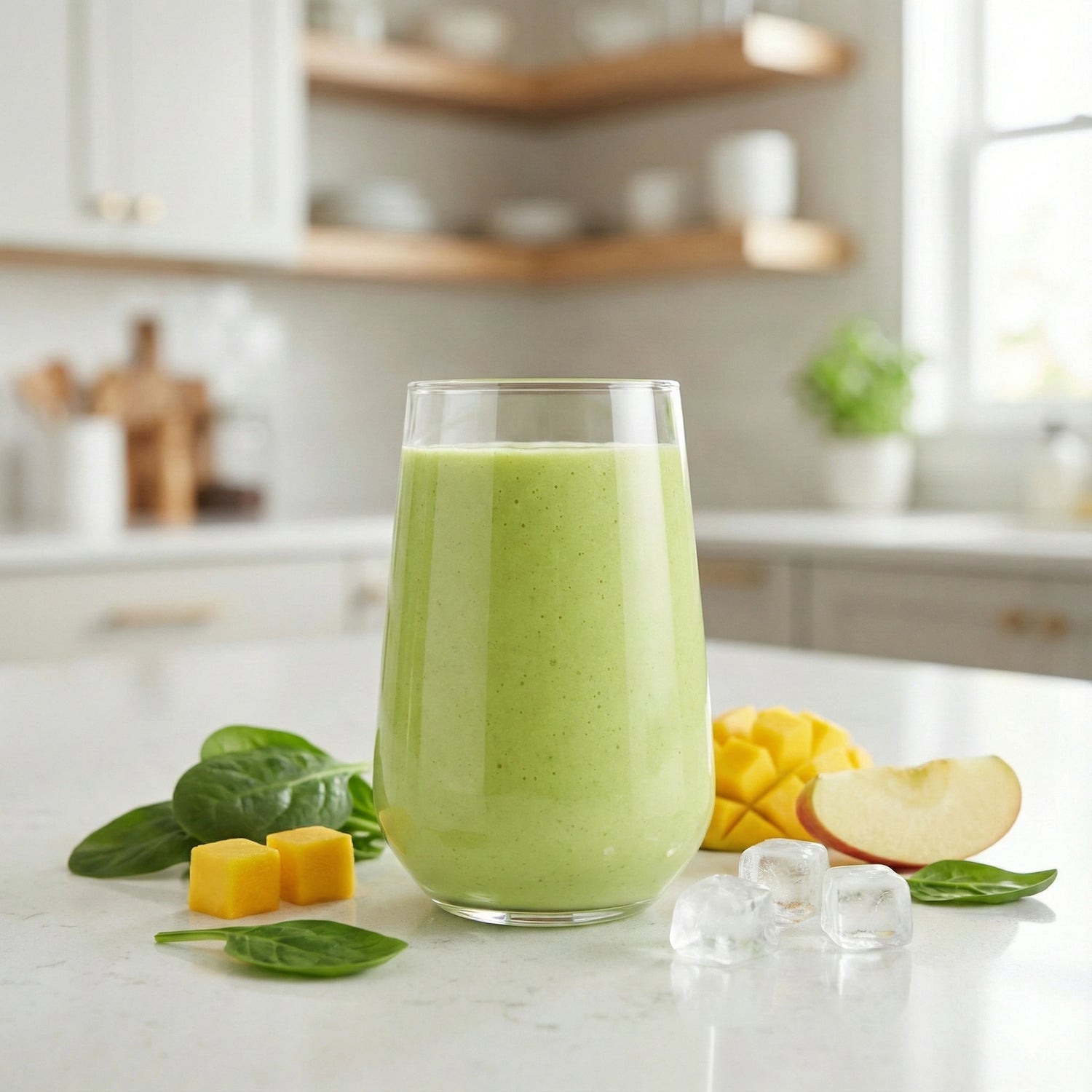 Grüner Detox-Smoothie mit Spinat, ideal für unterwegs mit Mini-Mixer