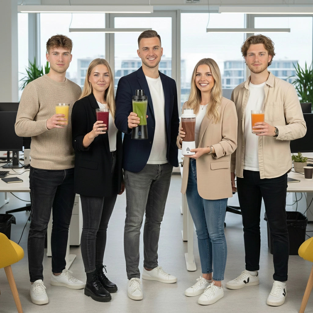 Junges Start-up Team präsentiert innovativen tragbaren Smoothie-Mixer